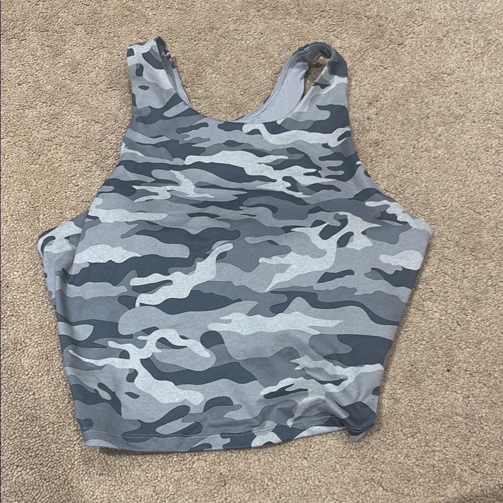 Camo Print Athletic Women's Tank Top with a built in bra.